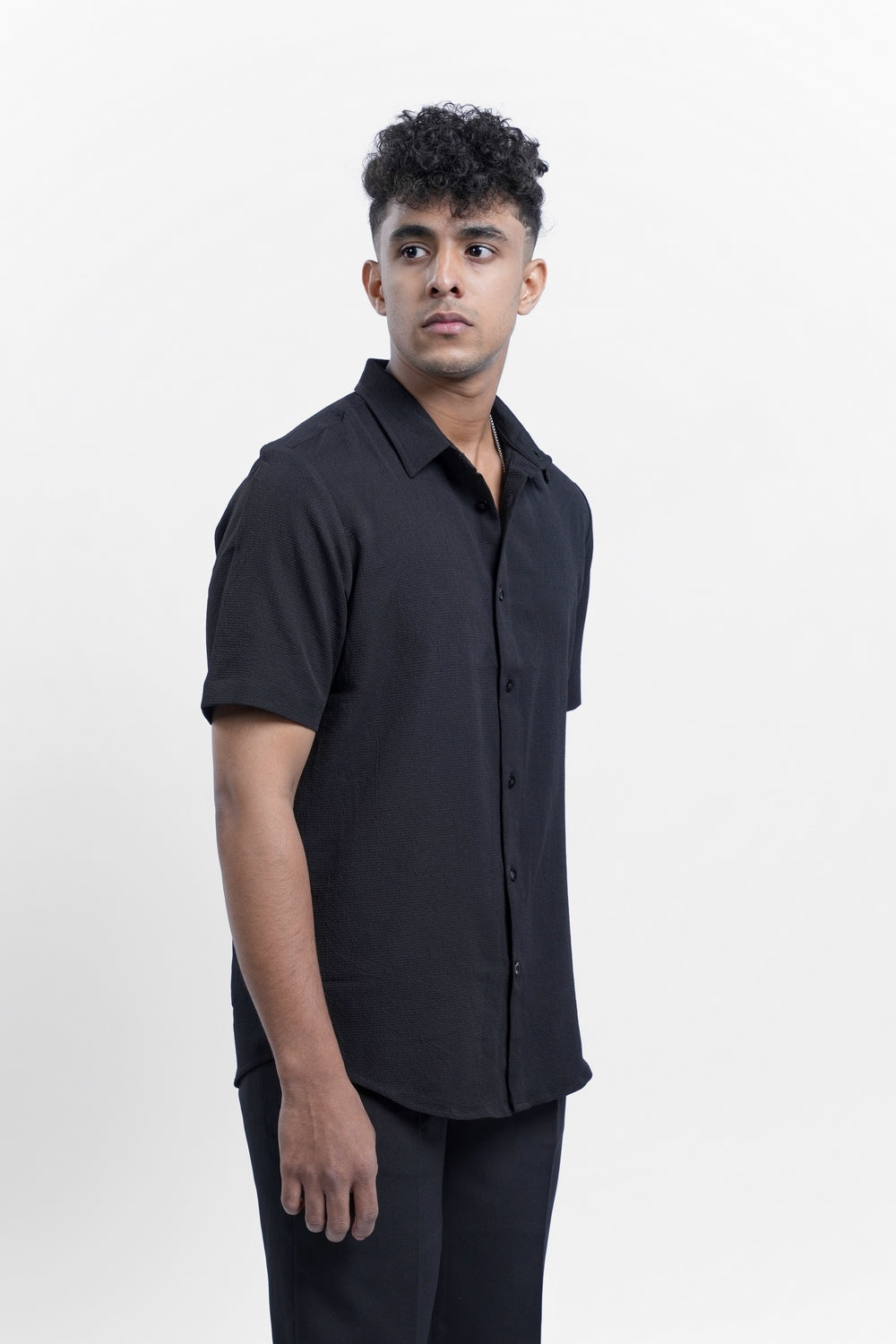 Mens black viscose shirt best sale