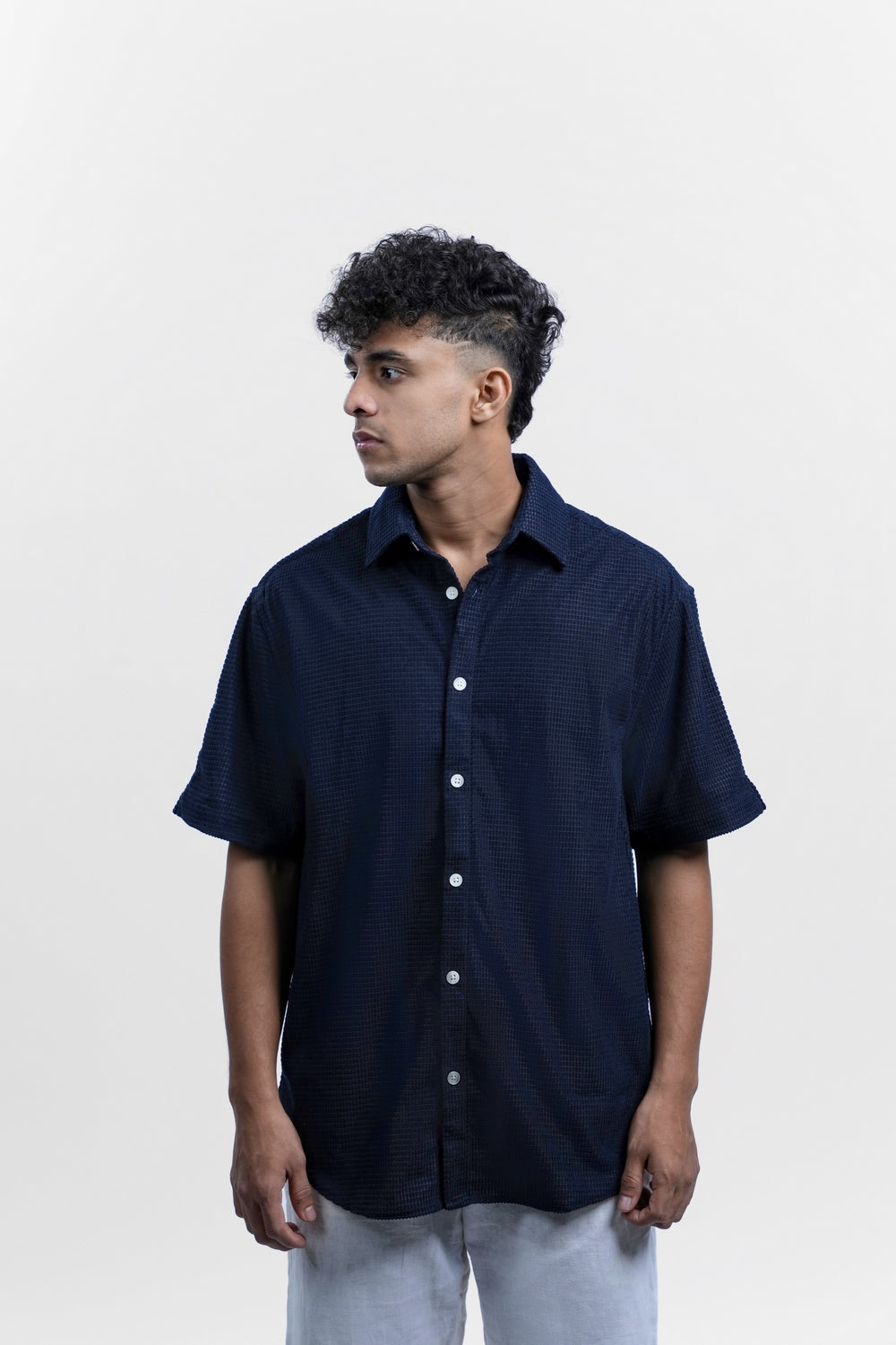 Navy Blue Corduroy Oversized Shirt