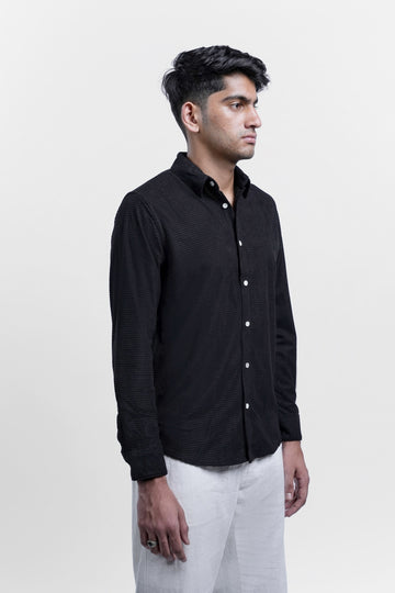 Black Corduroy Full Sleeve Shirt