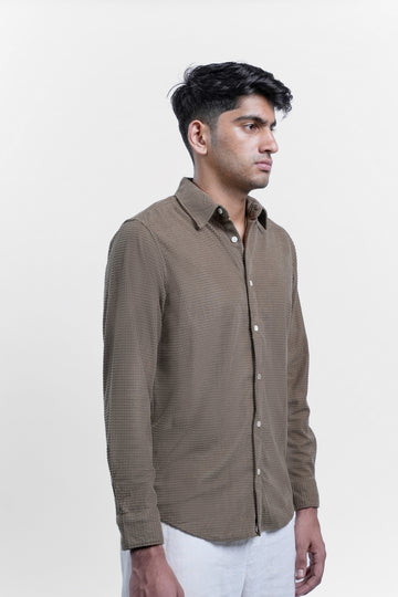 Brown Corduroy Full Sleeve Shirt