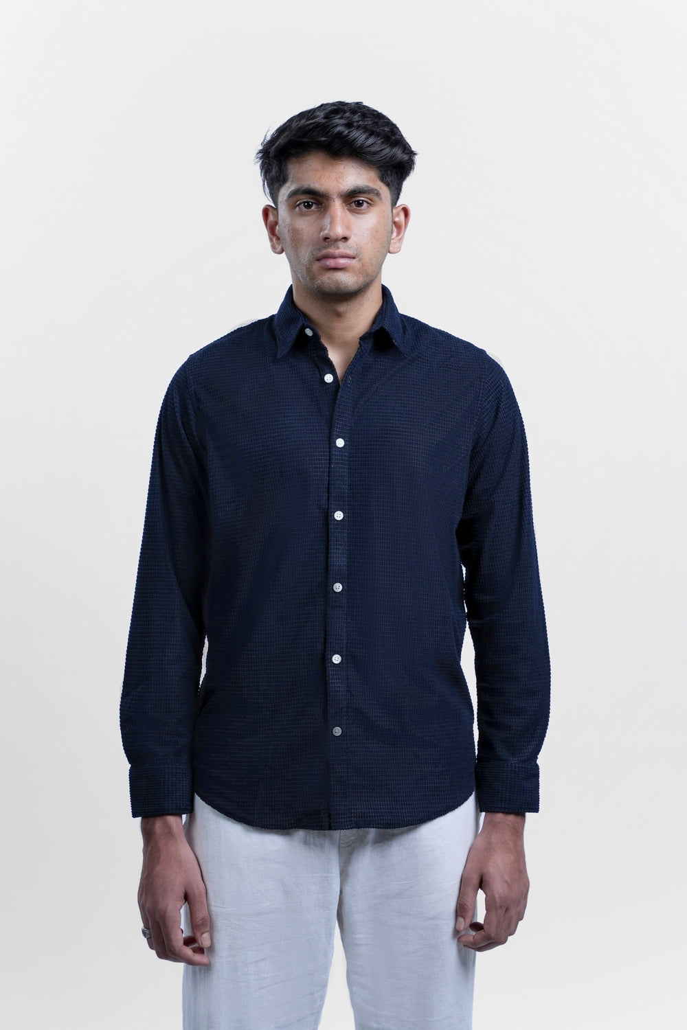 Blue Corduroy Full Sleeve Shirt